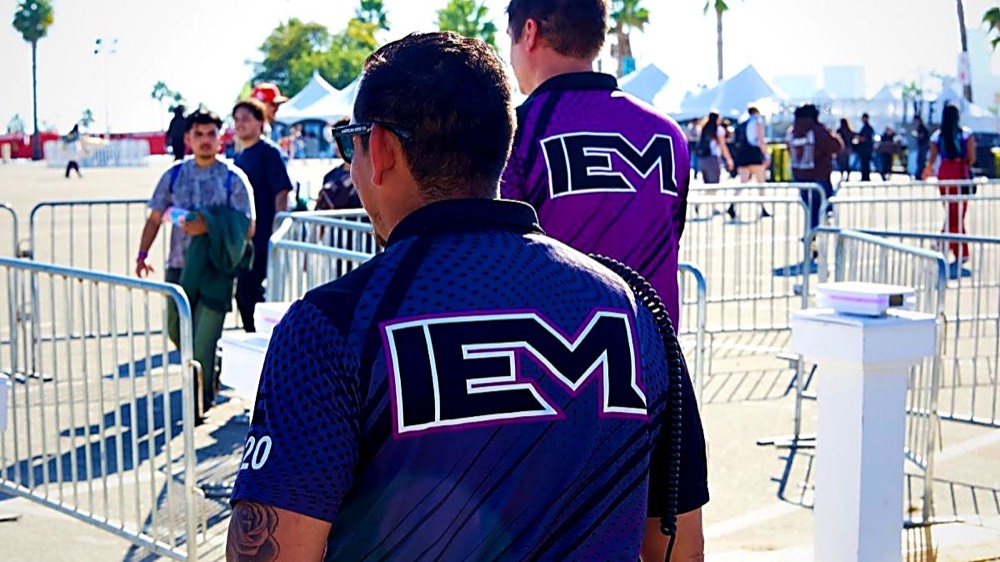 IEM crew managing access at a festival